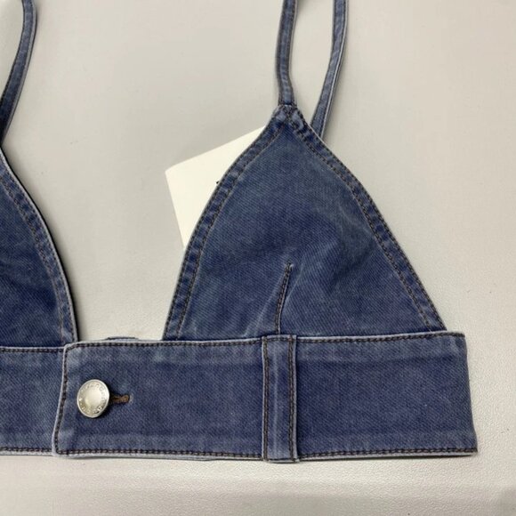 NEW ALEXANDER WANG  Trompe L’oeil Denim Bra Top Blue Size XS | Triangle Style - Picture 7 of 9